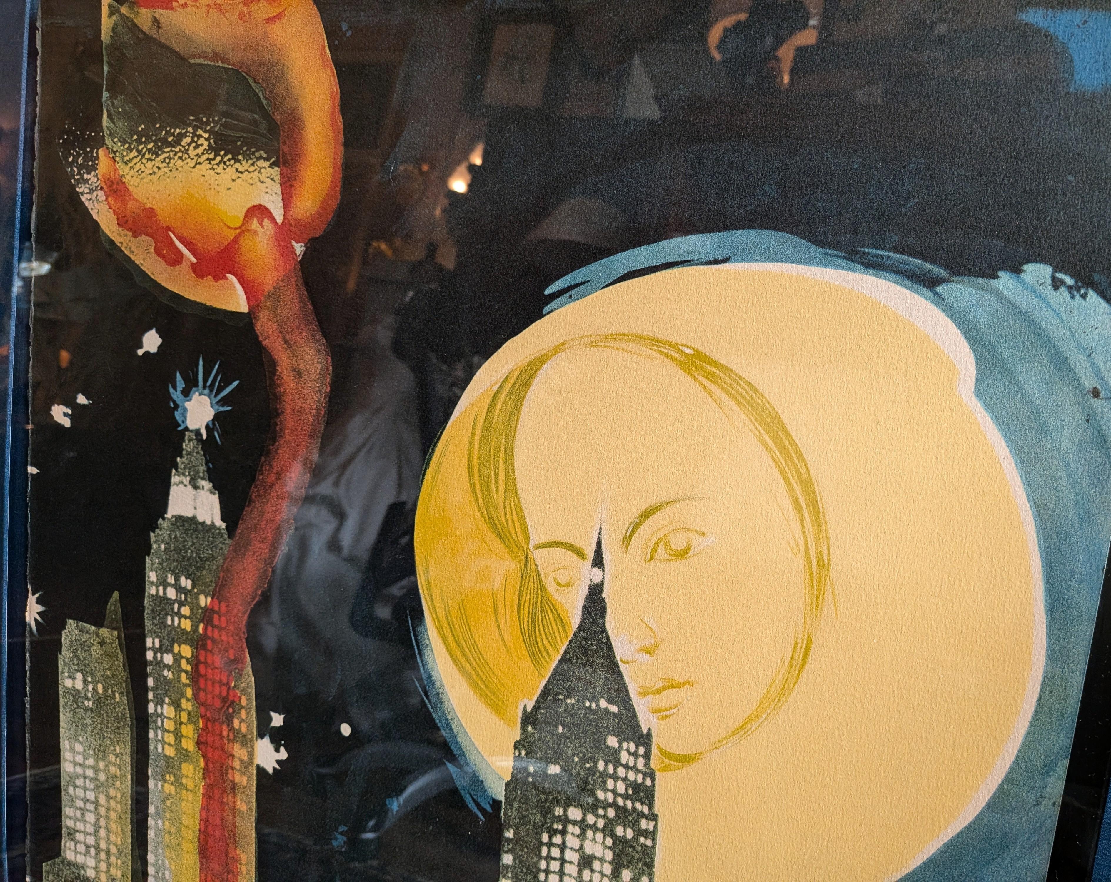 Autre Salvador Dali Signé EA Artist Proof Lithographie Manhattan Skyline Encadrée 1976 en vente