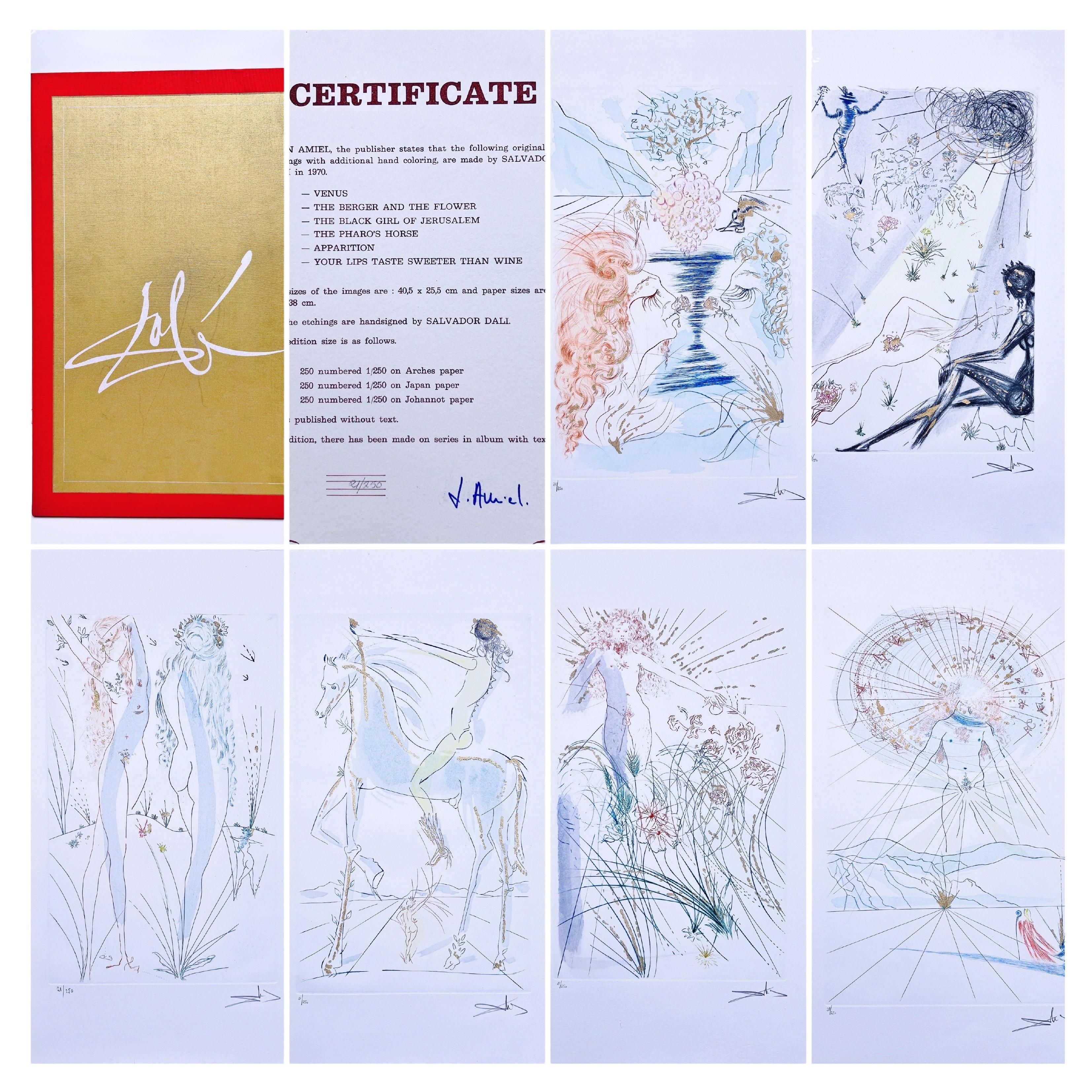 SALVADOR DALI, Cantico dei Cantici, Léon Amiel 1970, Acqueforti originali firmate