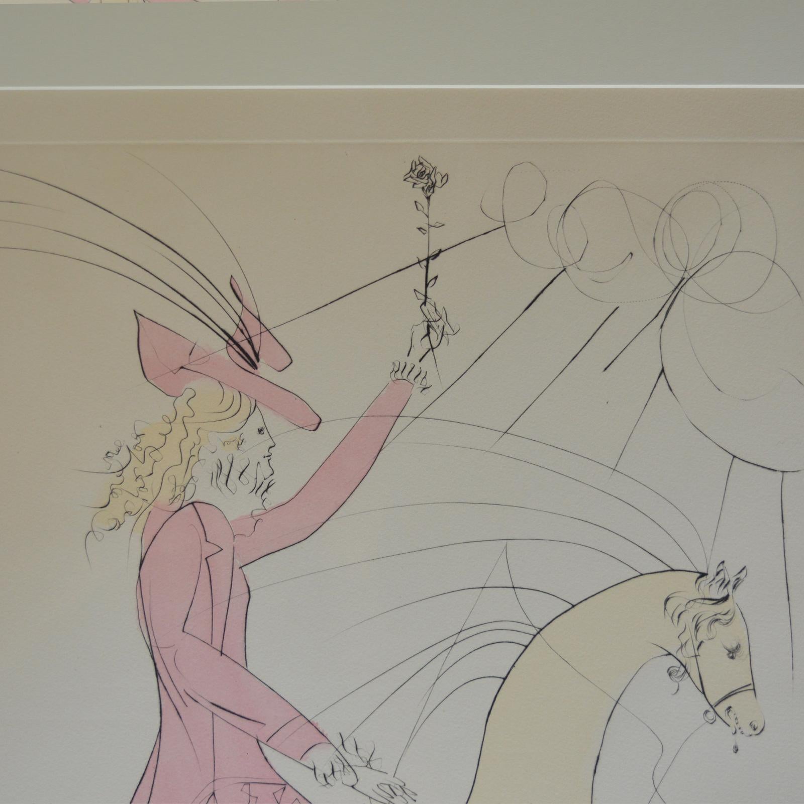 Pair  Salvador Dali 'sp. 1904-1984' Two Etchings on Papers “Amazon” & “Cavalier 4