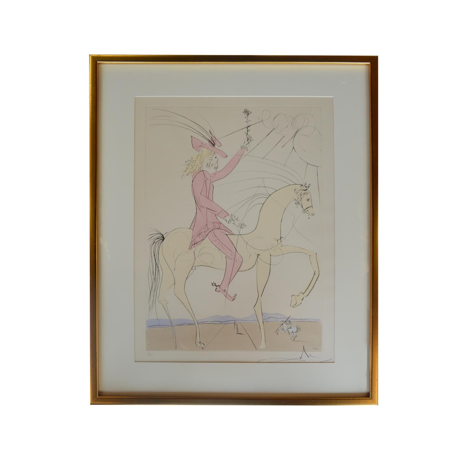 Pair  Salvador Dali 'sp. 1904-1984' Two Etchings on Papers “Amazon” & “Cavalier 9