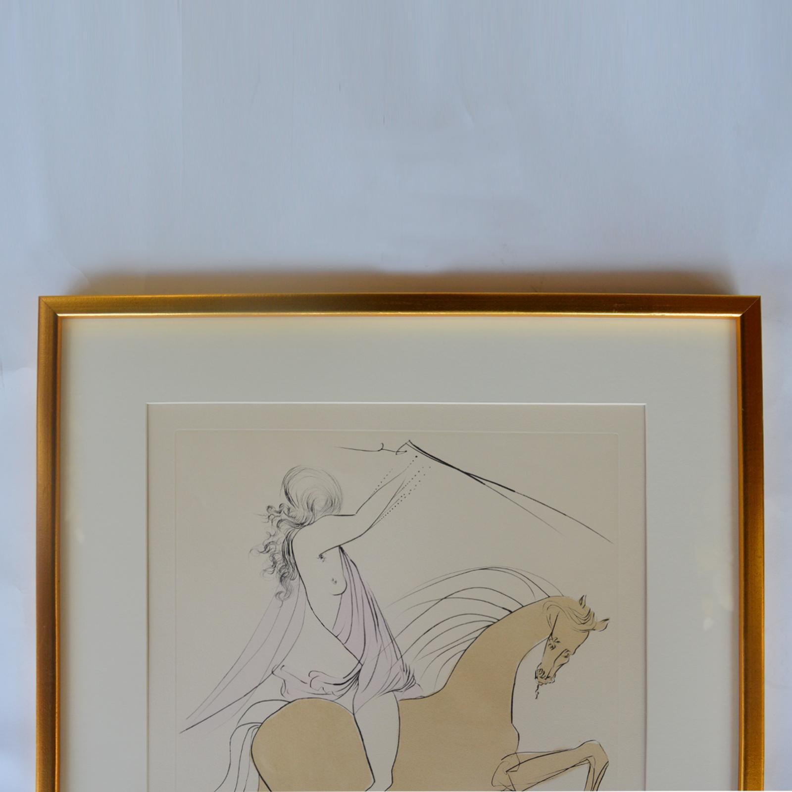 Spanish Pair  Salvador Dali 'sp. 1904-1984' Two Etchings on Papers “Amazon” & “Cavalier 