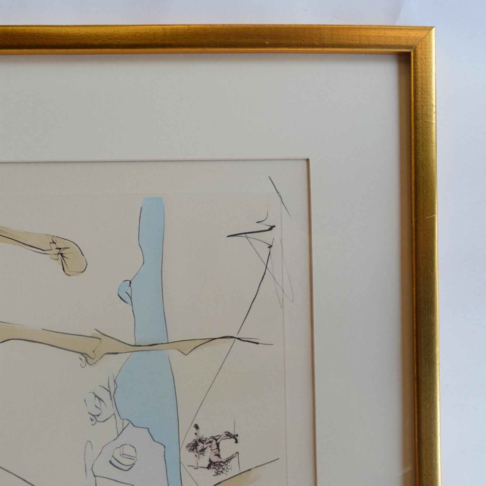 Pair  Salvador Dali 'sp. 1904-1984' Two Etchings on Papers “Amazon” & “Cavalier In Good Condition In Los Angeles, CA