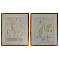 Par  Salvador Dalí 'sp. 1904-1984' Dos aguafuertes sobre papel "Amazona" y "Caballero