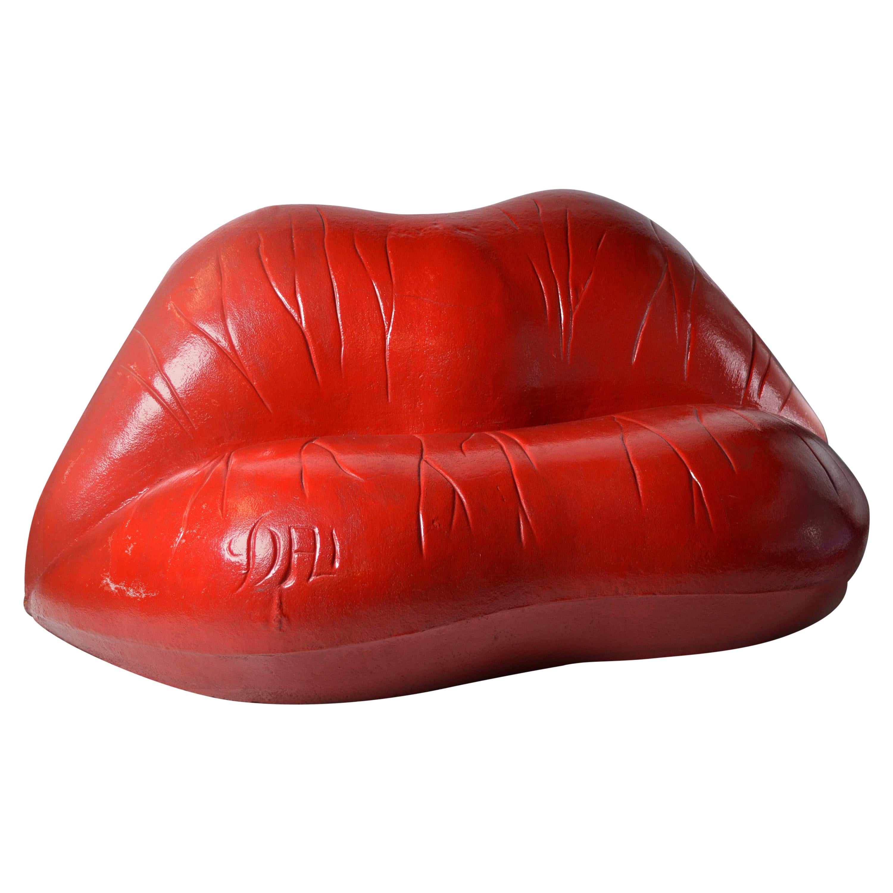 Salvador Dali Surrealist 'Salivasofa' Unique Prototype Red Lips Sofa