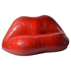 Vintage Salvador Dali Surrealist 'Salivasofa' Unique Prototype Red Lips Sofa