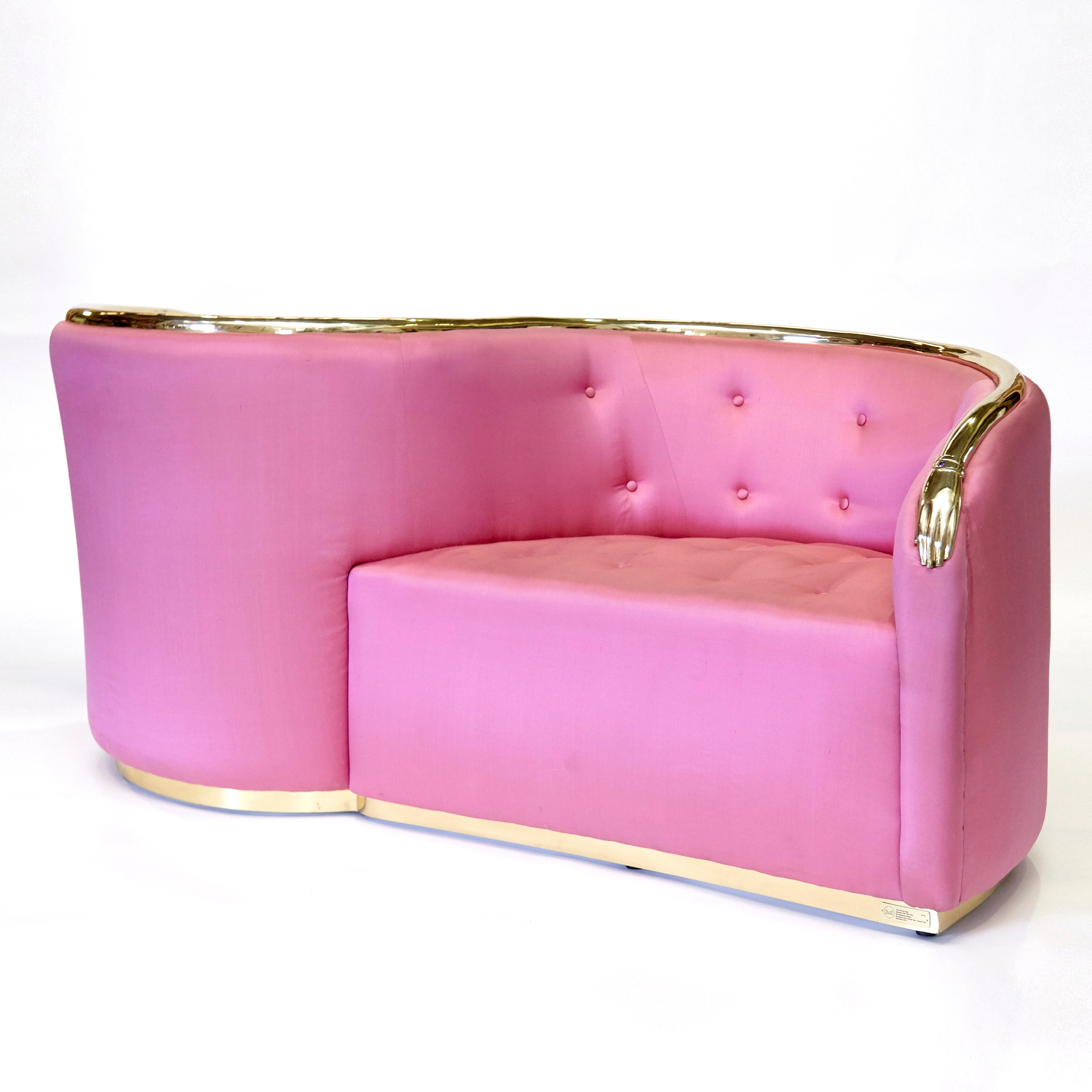 Metal Salvador Dali Surrealist 'Vis-à-vis De Gala' Pink Upholstered Sofa, Nº 54