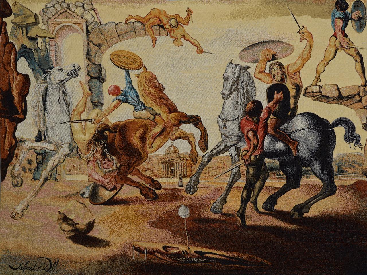 French Salvador Dali Tapestry, Battle Around a Dandelion