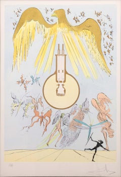 Salvador Dali The Electric Light Bulb Signed Dry Point Etching with Stencil