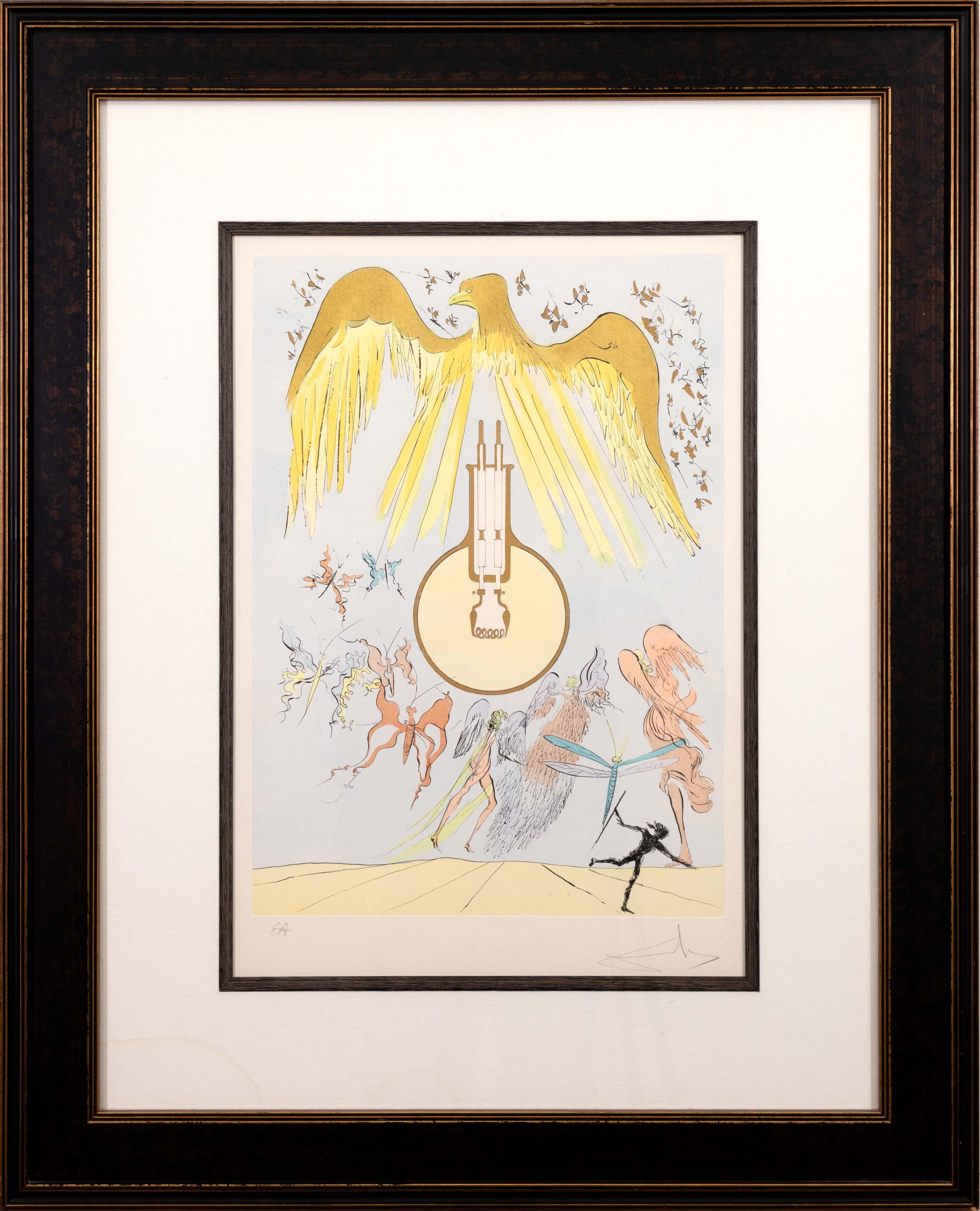 Salvador Dali Die elektrische Glühbirne signiert Kaltnadelradierung mit Schablone (Moderne) im Angebot