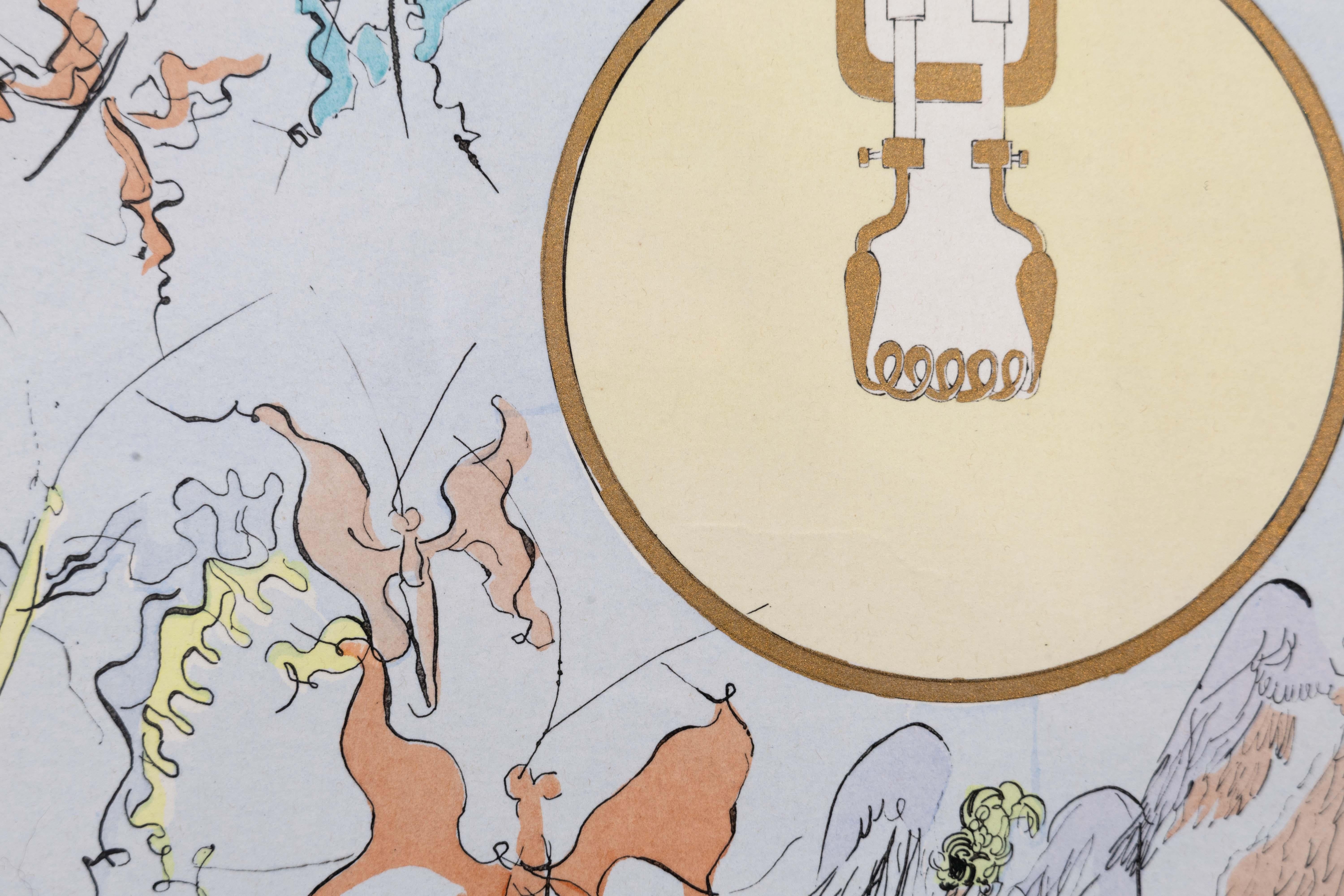 Salvador Dali Die elektrische Glühbirne signiert Kaltnadelradierung mit Schablone im Angebot 1