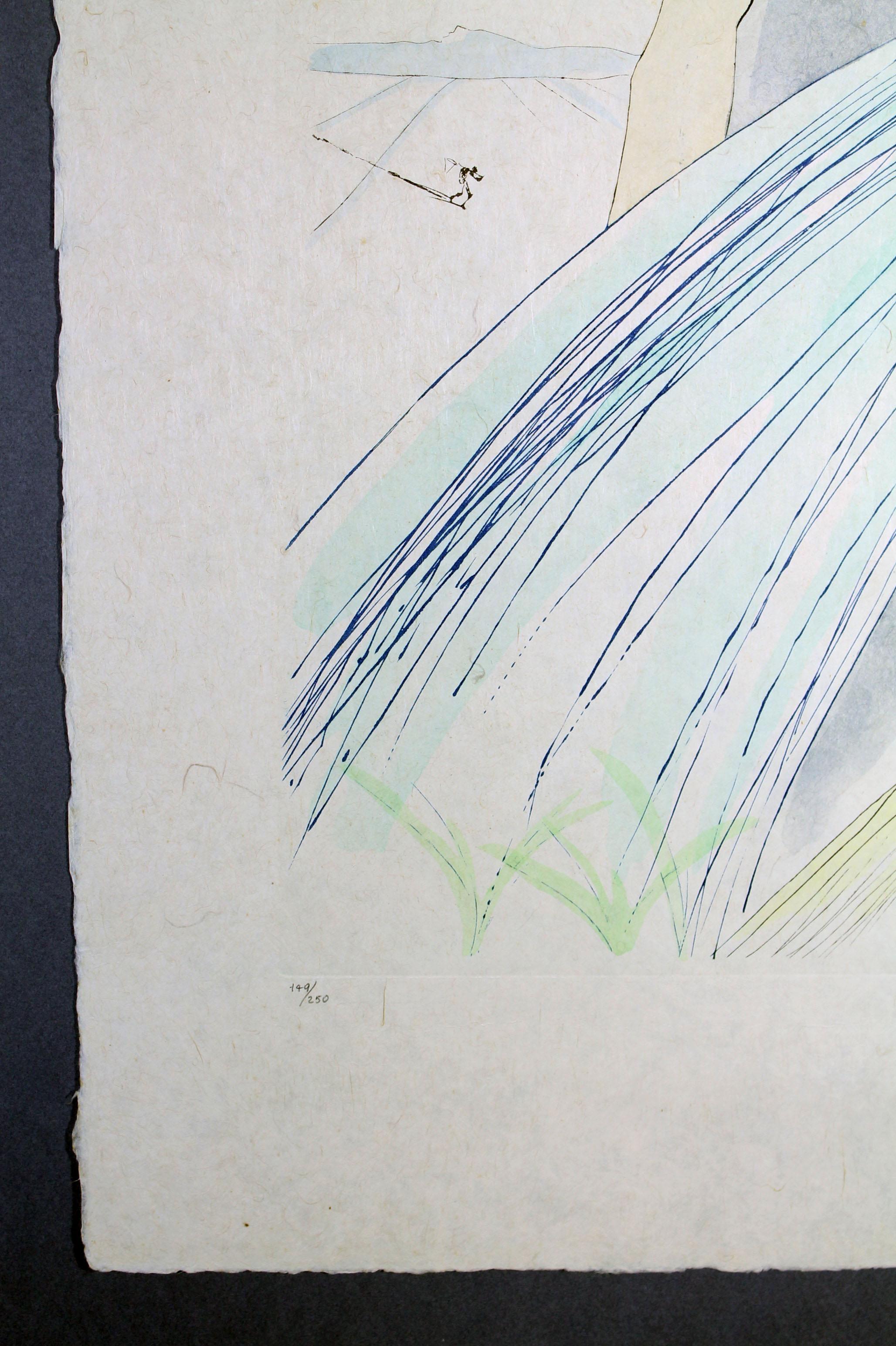 Salvador Dali, „ „Der Berg““, Radierung mit Kaltnadelradierung und Bleistift in Farben, Mint (Französisch) im Angebot