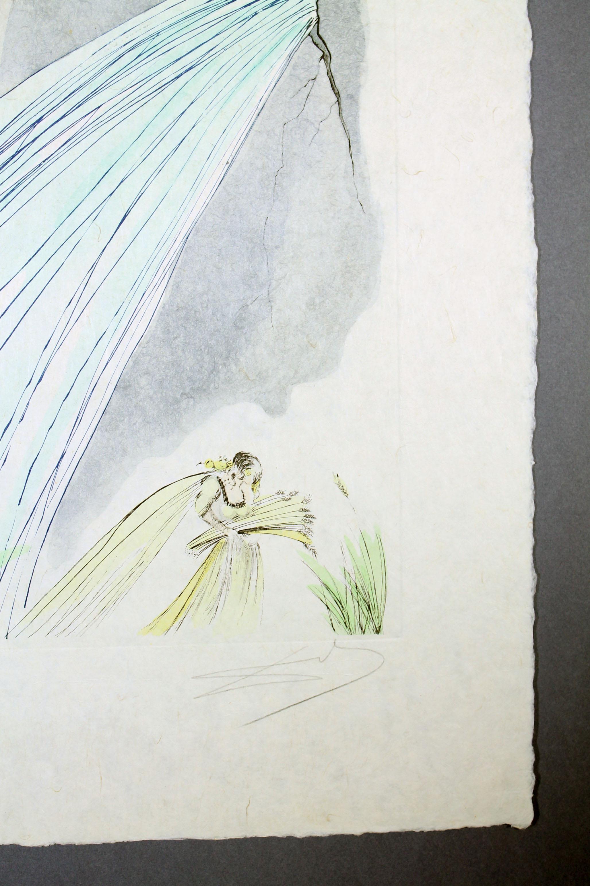 Salvador Dali, „ „Der Berg““, Radierung mit Kaltnadelradierung und Bleistift in Farben, Mint (Radiert) im Angebot