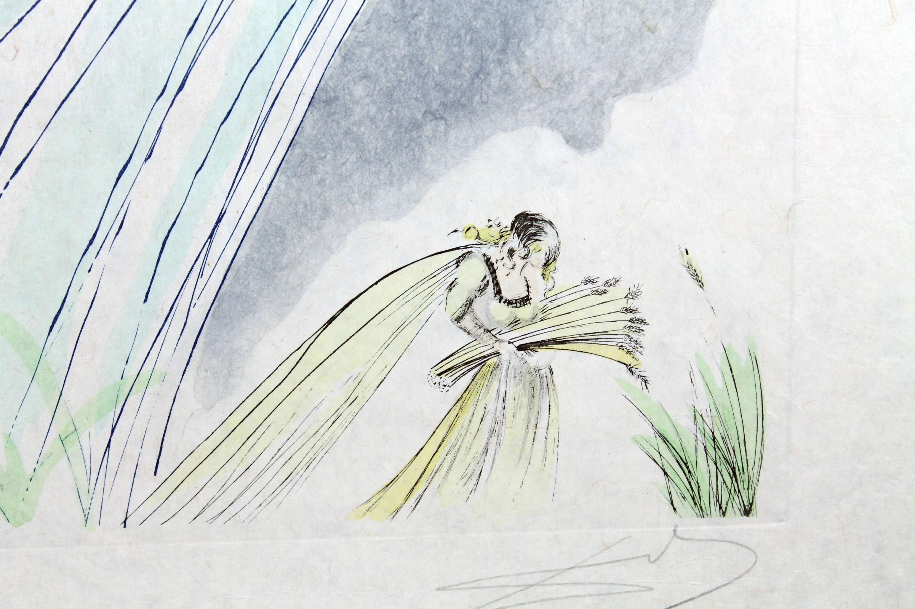 Salvador Dali, „ „Der Berg““, Radierung mit Kaltnadelradierung und Bleistift in Farben, Mint (Papier) im Angebot