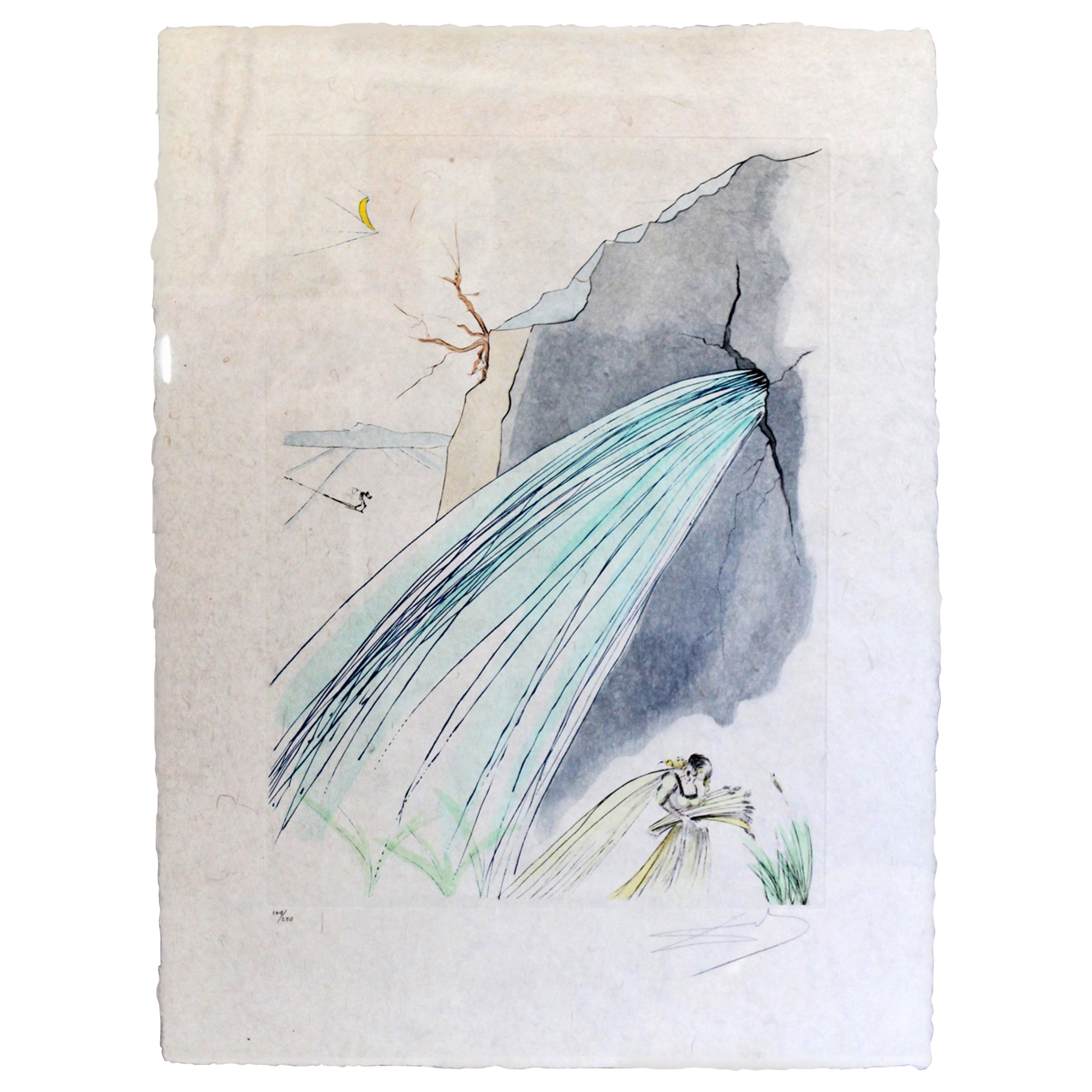 Salvador Dali, "The Rock" Etching with Drypoint and Stencil in Colors, Mint