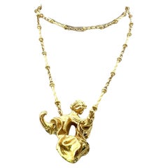 Collar Colgante Salvador Dalí Vintage 74,20 Gramos Oro Amarillo 18 Kilates