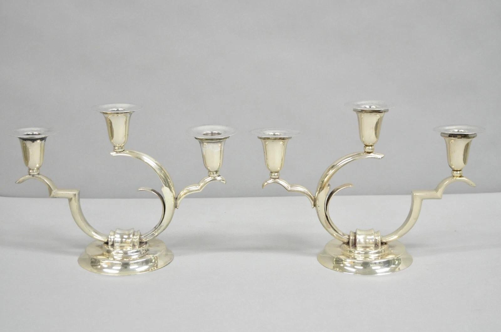 Salvador de la Serna Candeliere scultoreo in argento 925 in stile Art Déco - Coppia in vendita 5