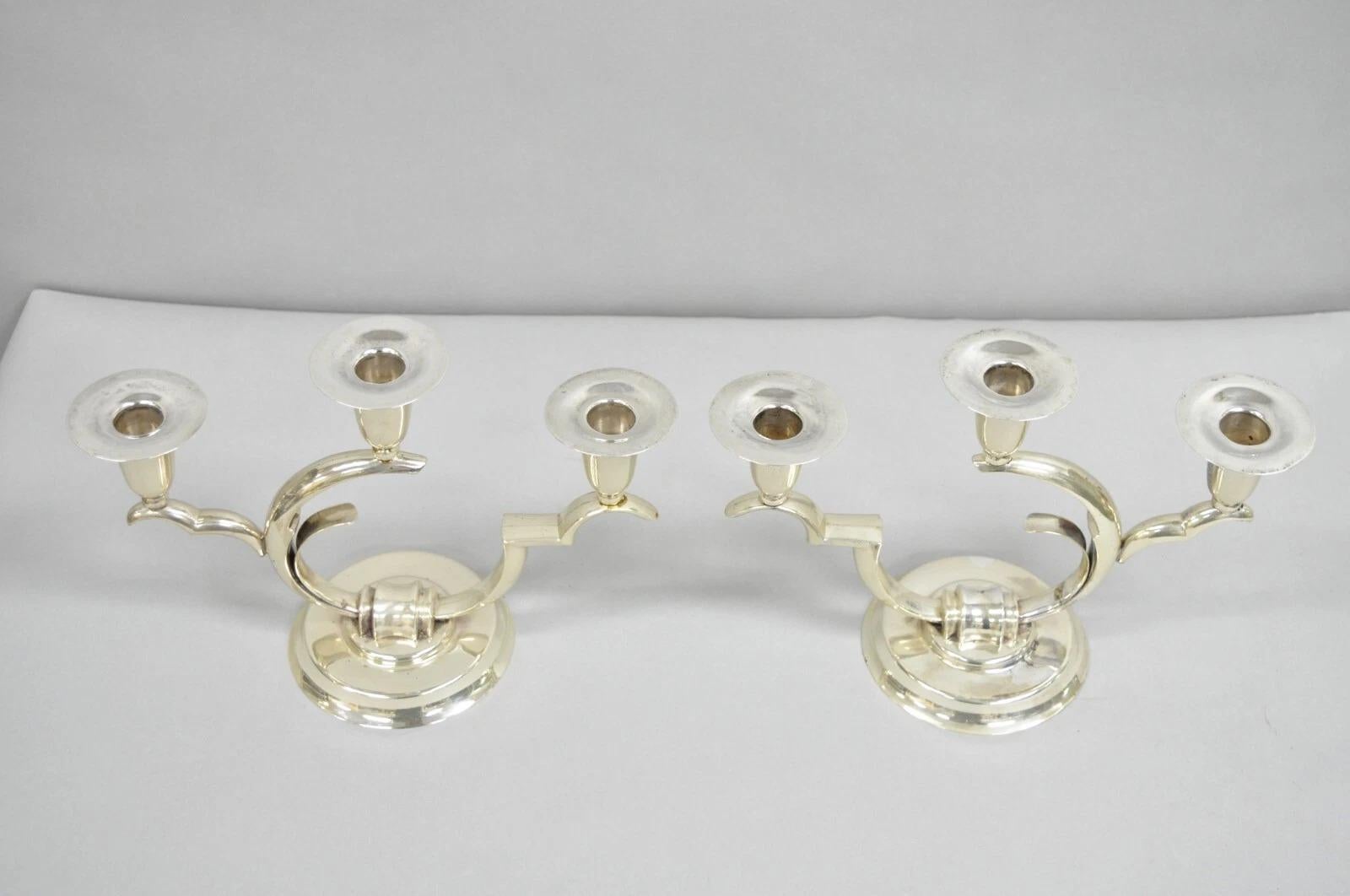 Argento 925 Salvador de la Serna Candeliere scultoreo in argento 925 in stile Art Déco - Coppia in vendita