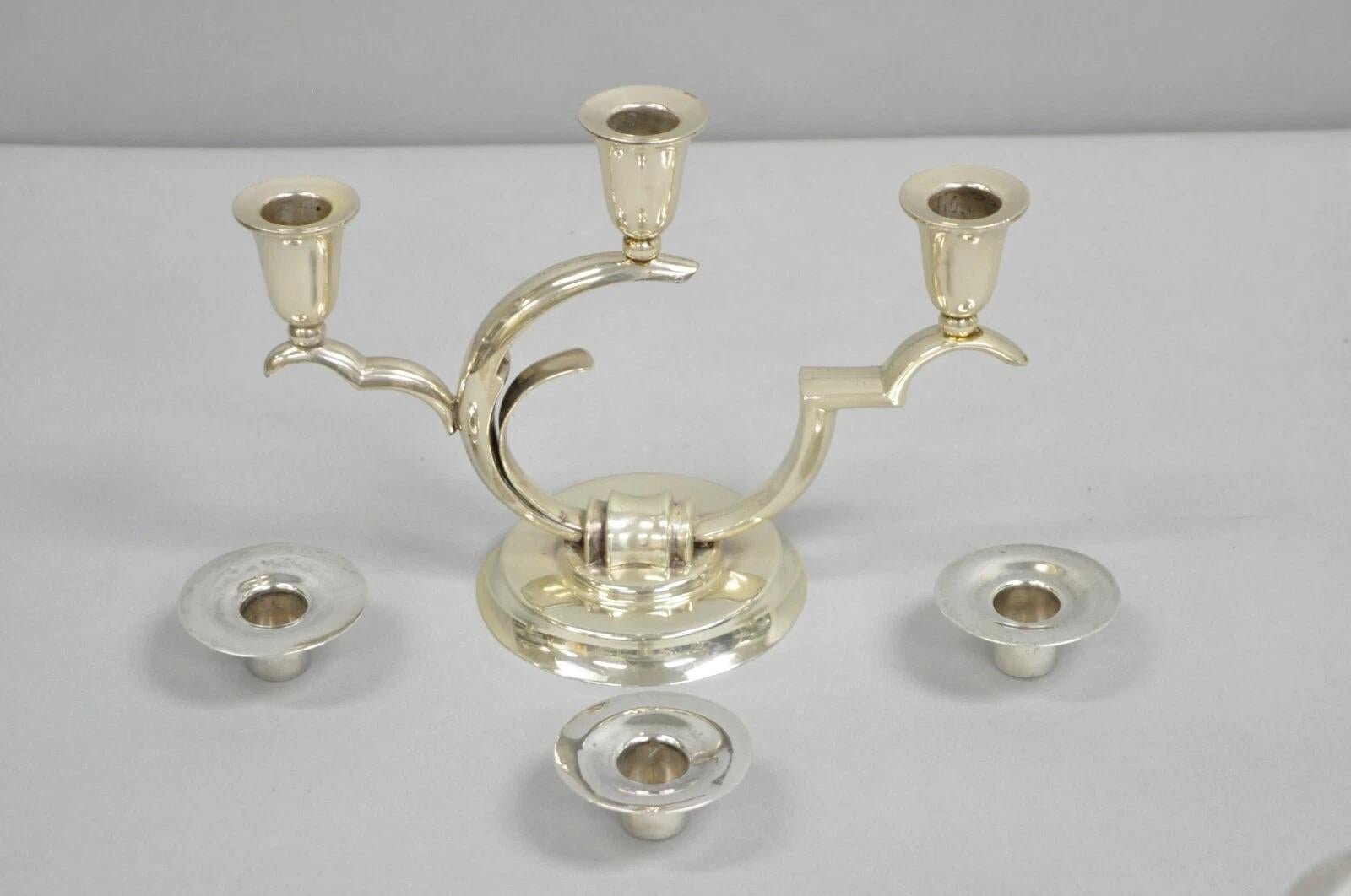 Salvador de la Serna Candeliere scultoreo in argento 925 in stile Art Déco - Coppia in vendita 1