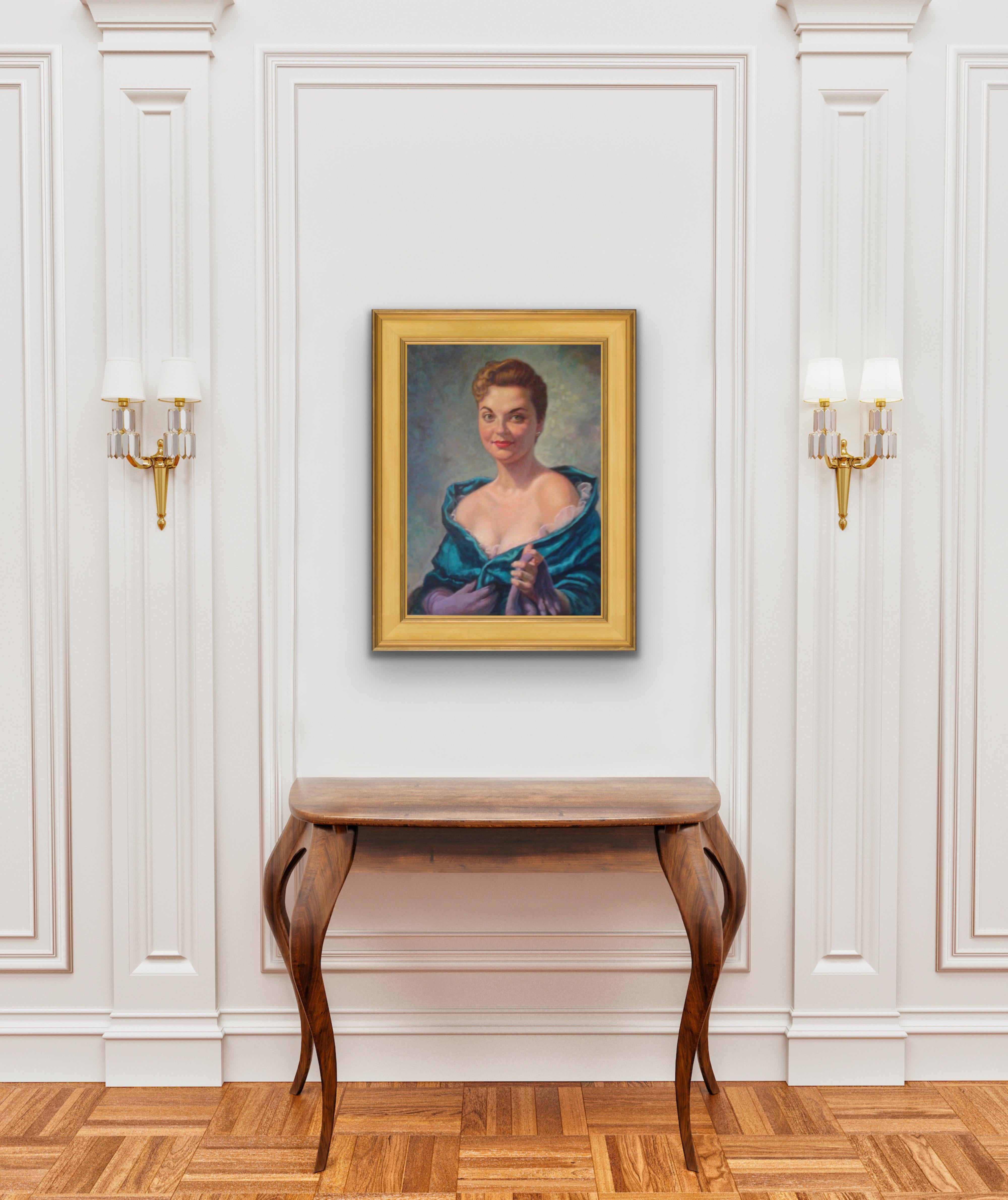 SALVADOR DE REGIL 1954 Portrait of Marian Virginia Schuster - Surrealist Artist For Sale 1