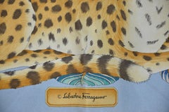 Salvador Ferragamo Wonderfully Elegant "Tribe of Leopards" Silk Jacquard Scarf