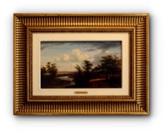 Salvador Murillo "Solitary Figure on a Road" - Framed Antique Landscape Painting