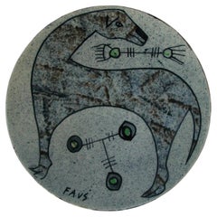 SALVADOR SANS FAUS - 
El Perro
 - Glazed Ceramic Plate - Spain - Circa 1957