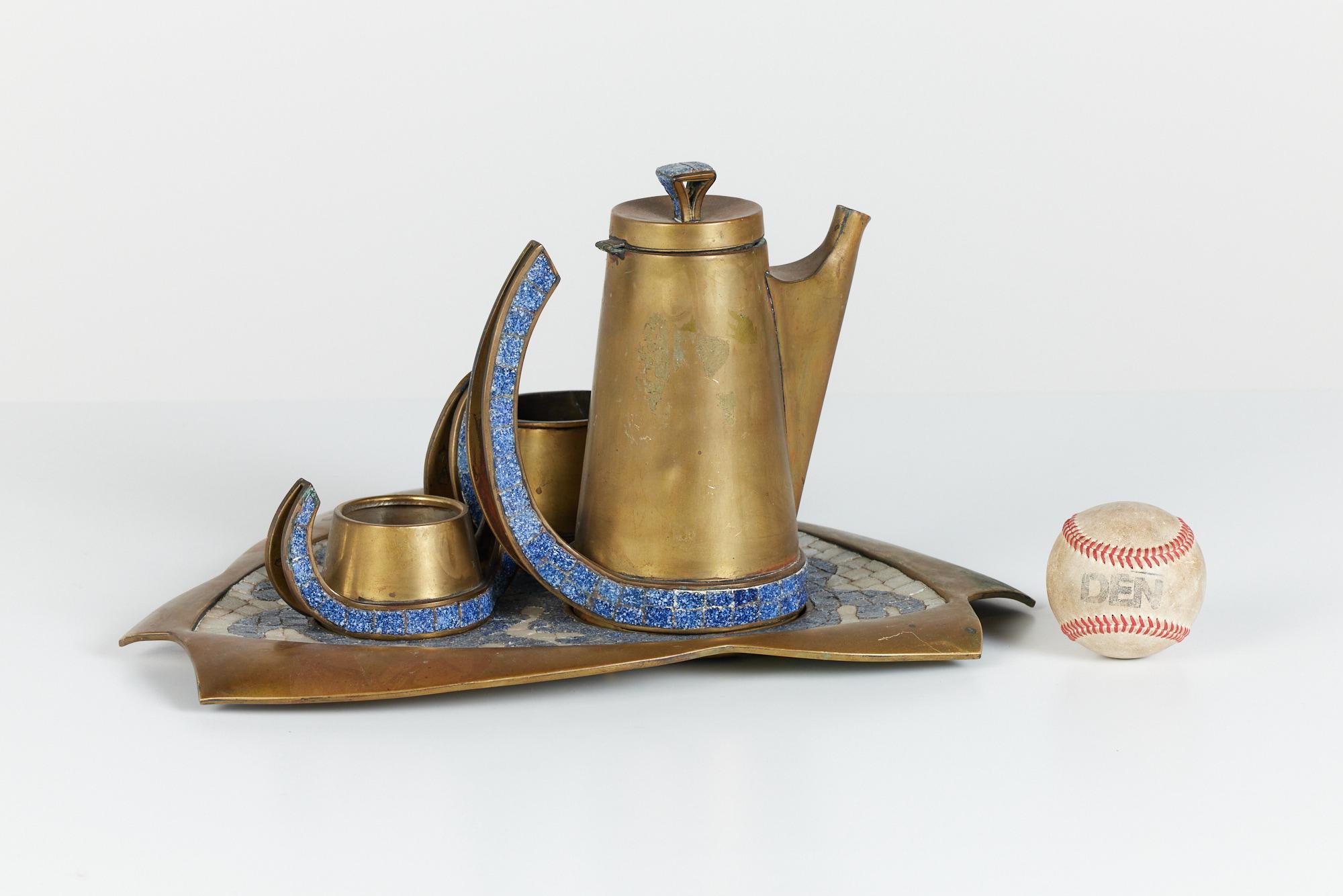 antique brass tea set