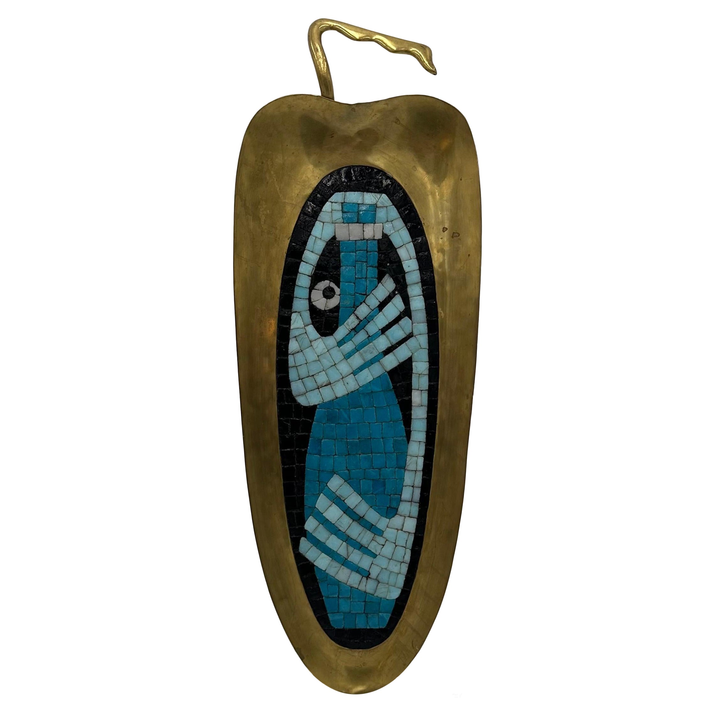 Salvador Teran Brass and Mosaic Tile Tray