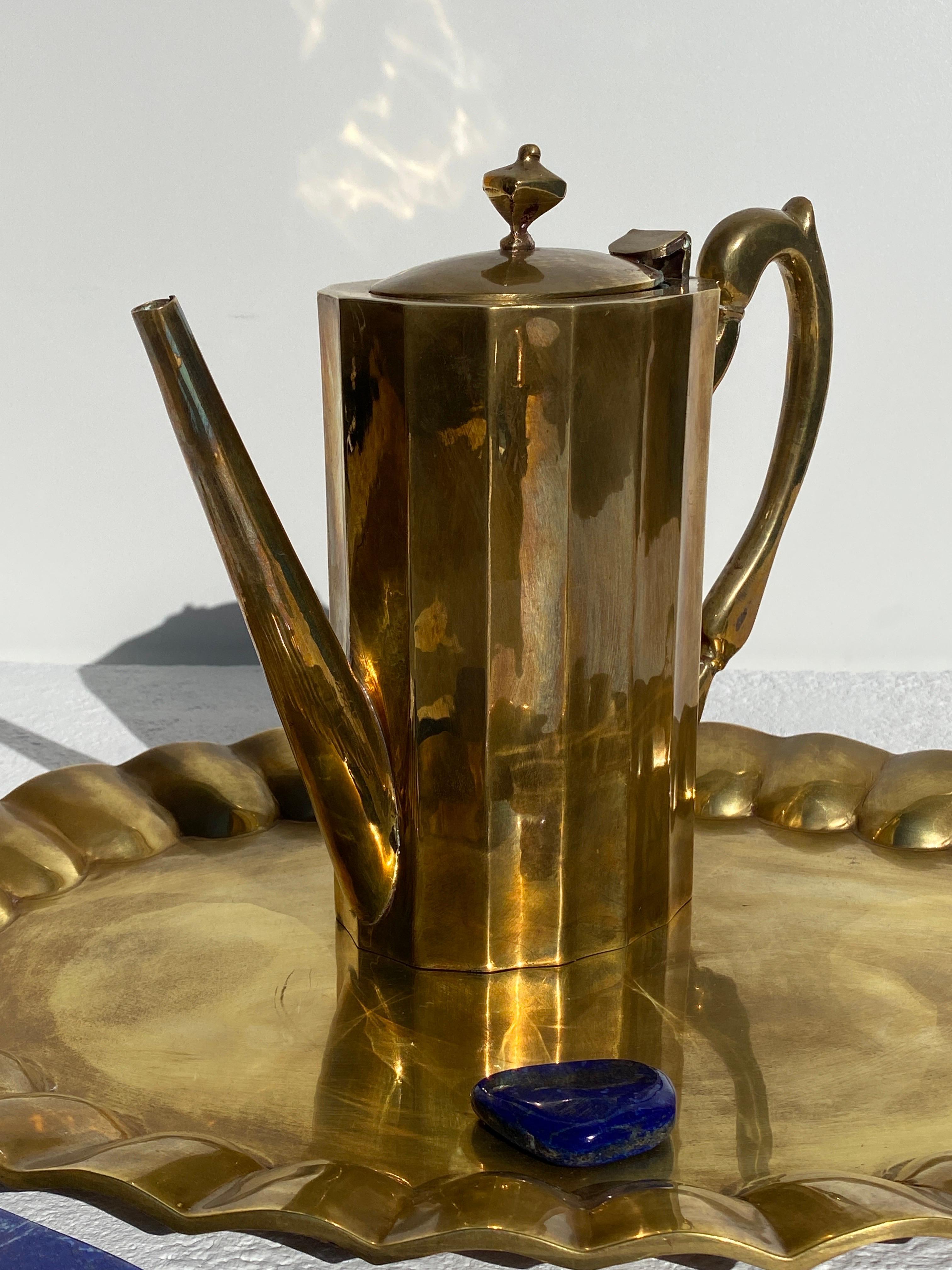 antique brass tea set