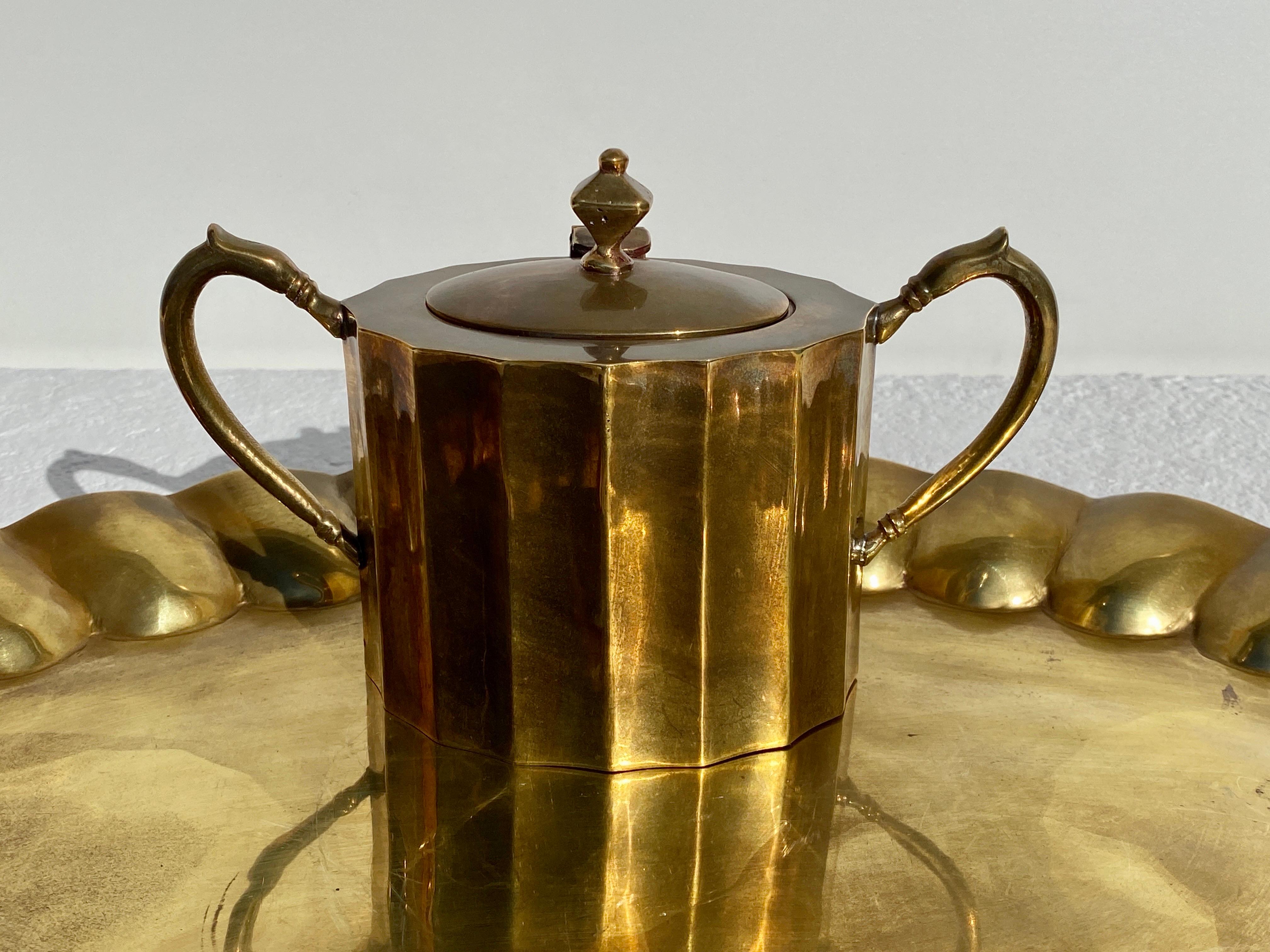 Salvador Teran Brass Tea Set In Good Condition In North Hollywood, CA