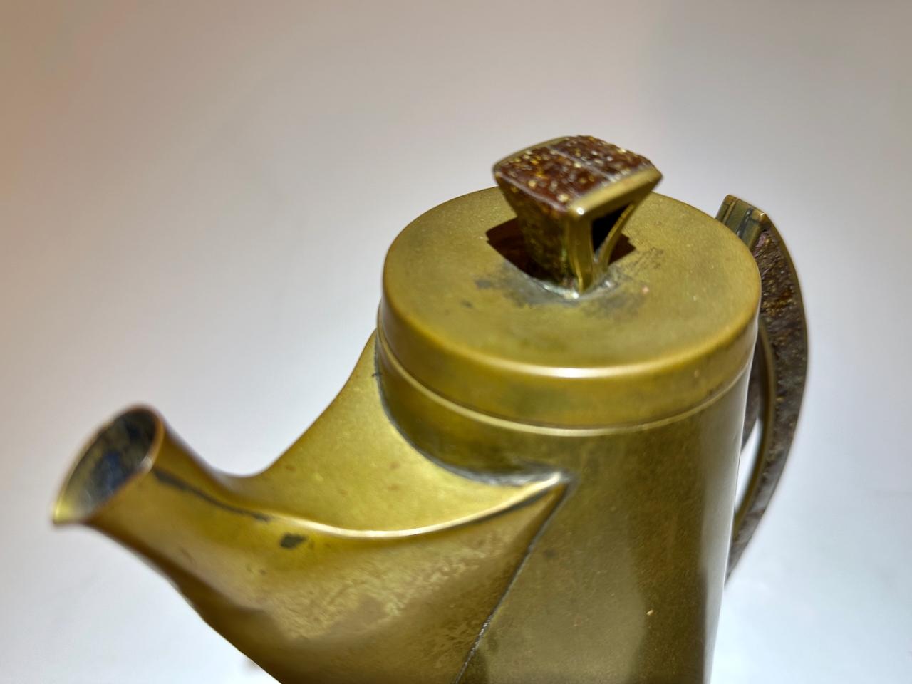 Salvador Teran Copper Toned Brass & Terrazzo Tile 7 Piece Tea Service, 1950s For Sale 3