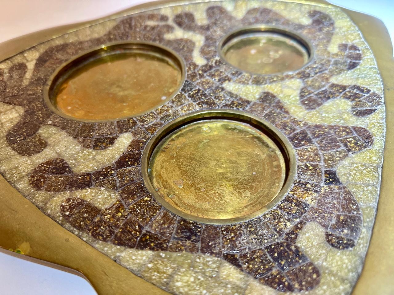 Salvador Teran Copper Toned Brass & Terrazzo Tile 7 Piece Tea Service, 1950s For Sale 12