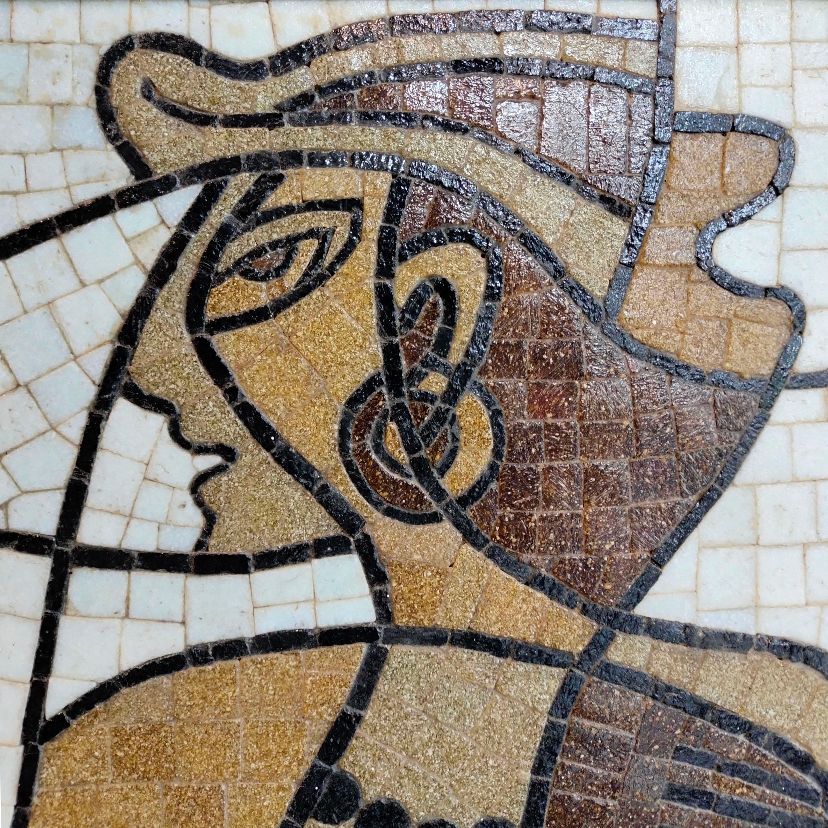 Mid-Century Modern Salvador Terán Mosaïque mexicaine MCM Portrait de femme en vente