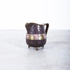 Salvador Teran Midcentury Mexican Modernist Brass Stone Pitcher, Mexico 1960
