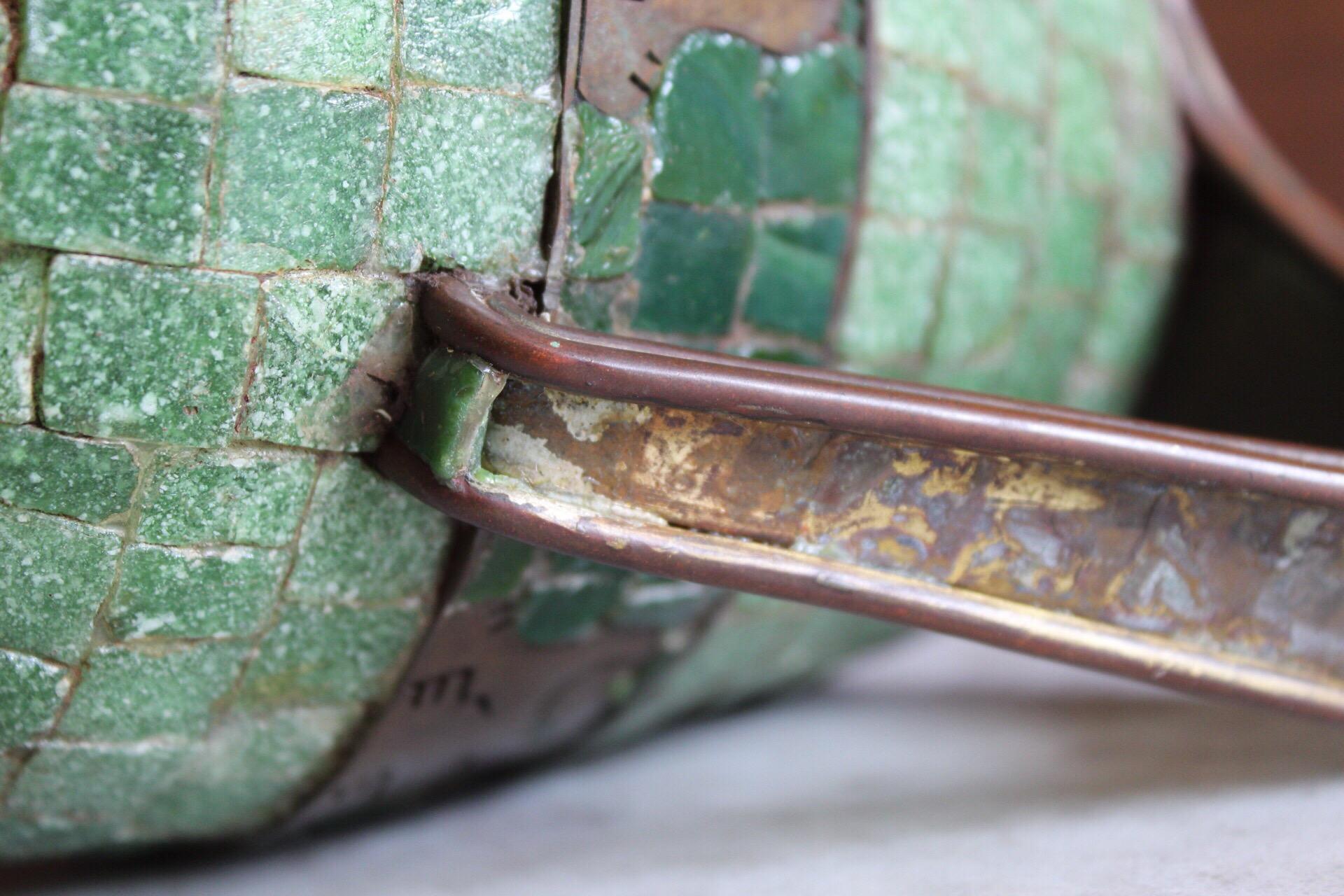Mid-20th Century Salvador Teran Mosaic and Brass Pitcher