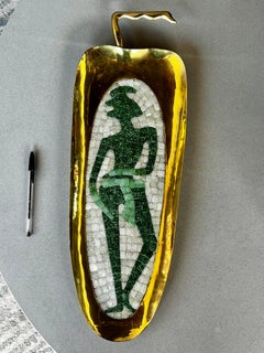 Vassoio in mosaico e ottone di Salvador Teran