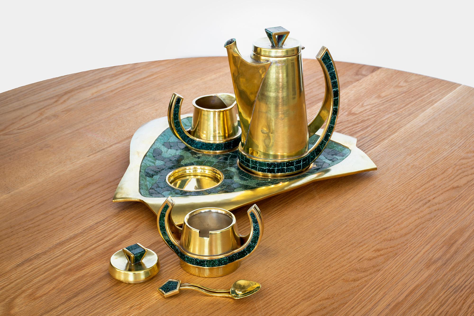 Salvador Terán Mosaic and Brass Coffee Service Set 2