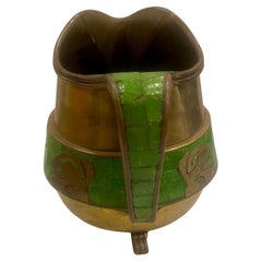 Salvador Teran Jarra de mosaico y latón patinado Mexican Mid Century