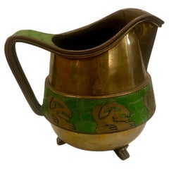 Salvador Teran Mosaic & Patinated Brass Pitcher Mexican Mid Century