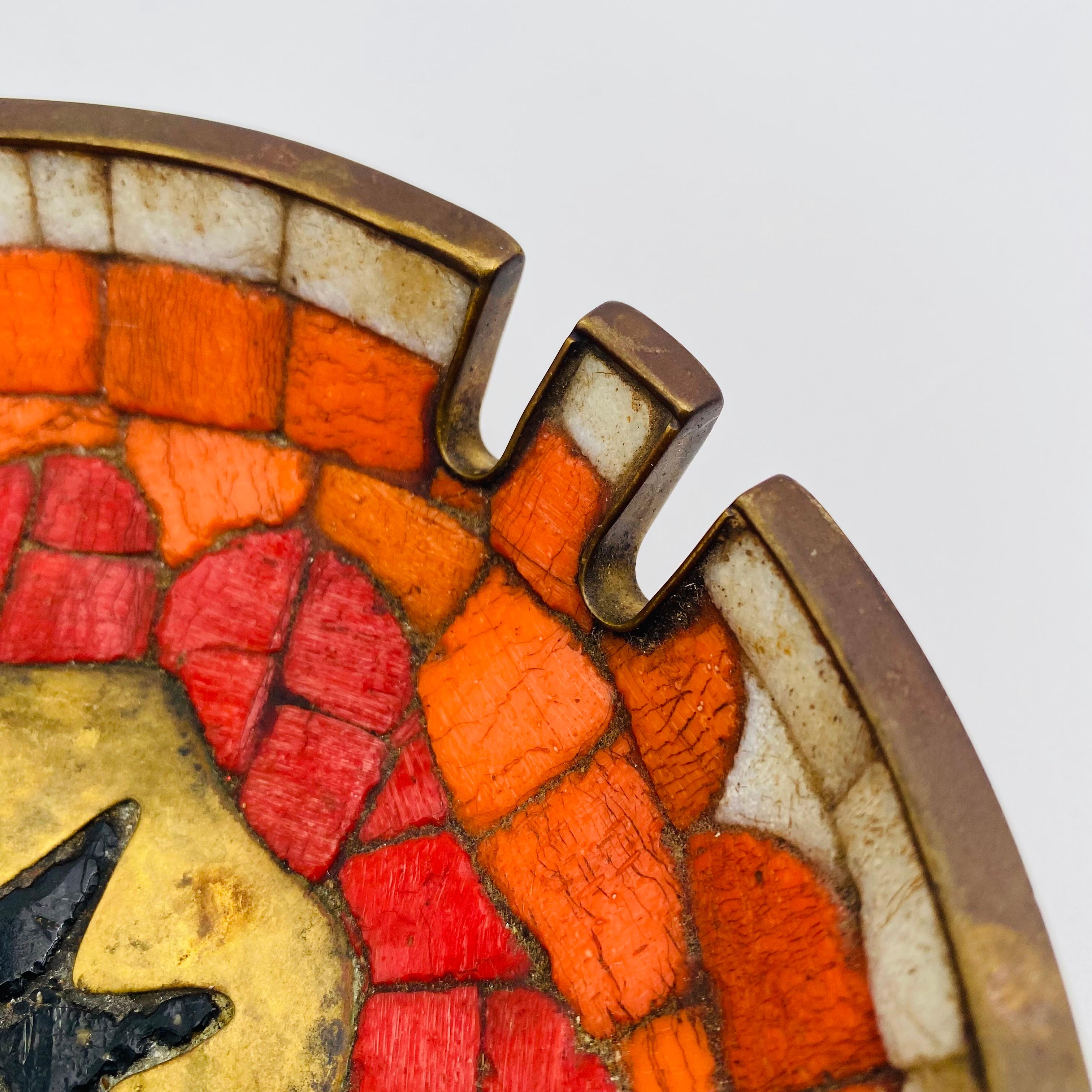 Salvador Teran Mosaic Tile and Brass Ashtray 1950s 1