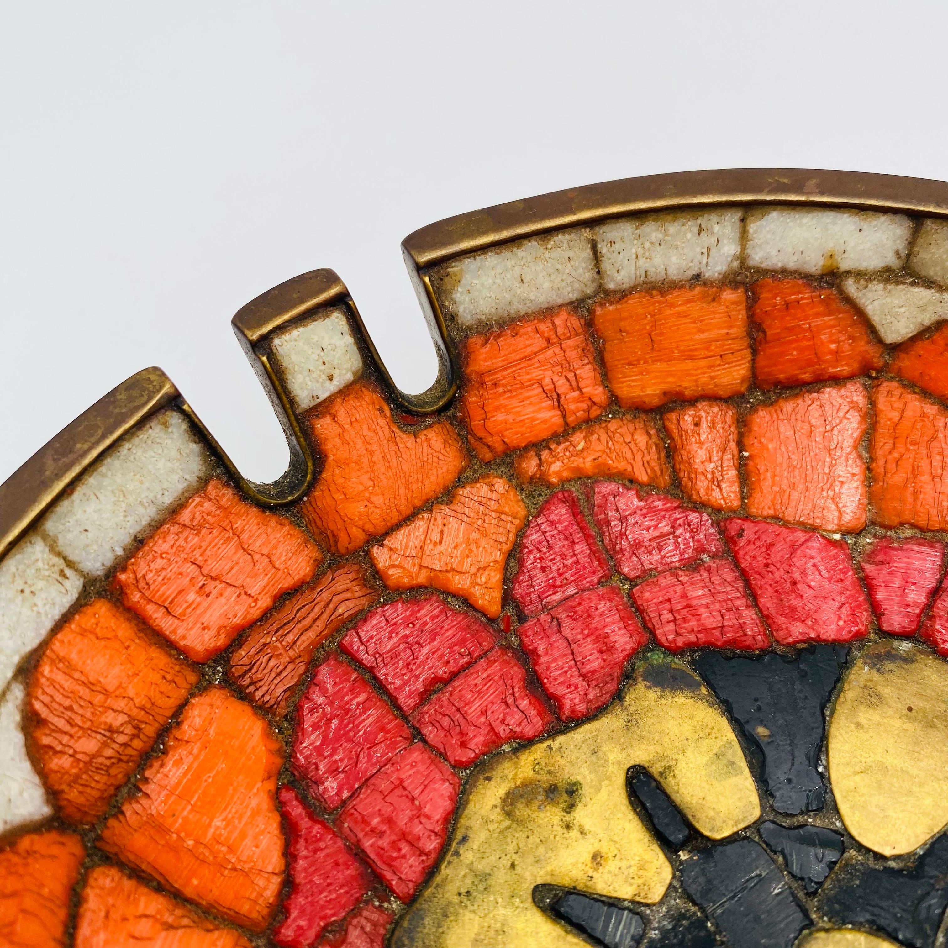 Salvador Teran Mosaic Tile and Brass Ashtray 1950s 2