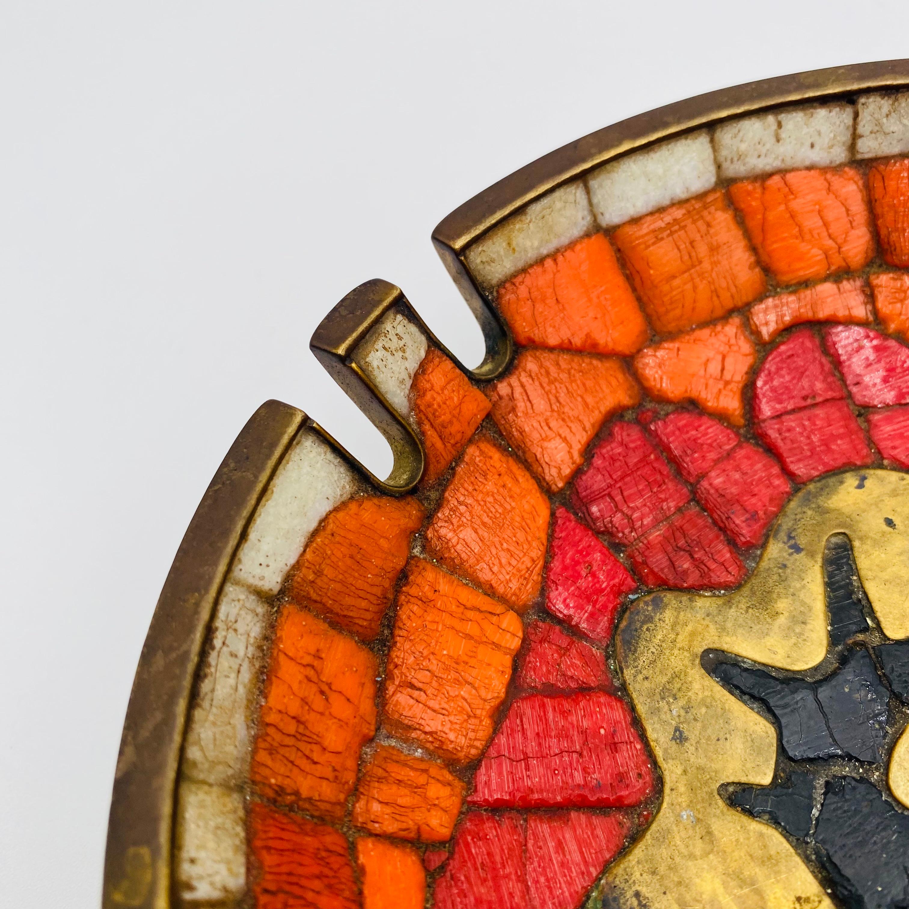 Salvador Teran Mosaic Tile and Brass Ashtray 1950s 3
