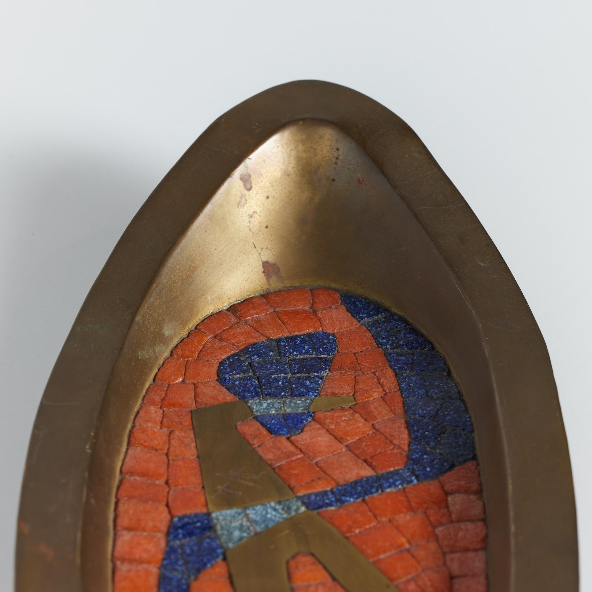 Salvador Teran Style Brass and Mosaic Tile Catchall 6