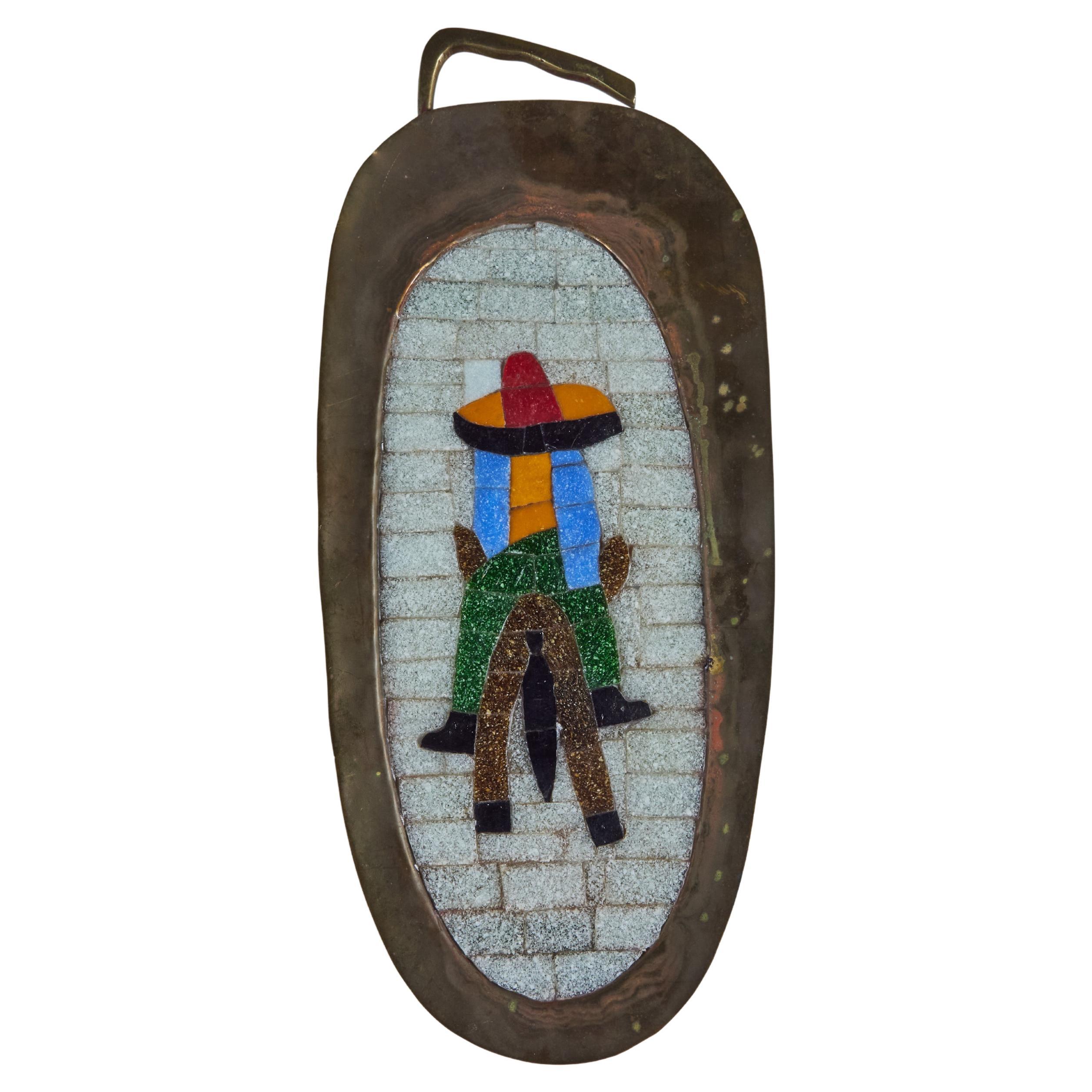 Salvador Teran Style Brass and Mosaic Tile Wall Hanging For Sale