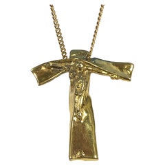 Vintage Salvadore Dali 1972 Vermeil Cross Crucifix Pendant Necklace