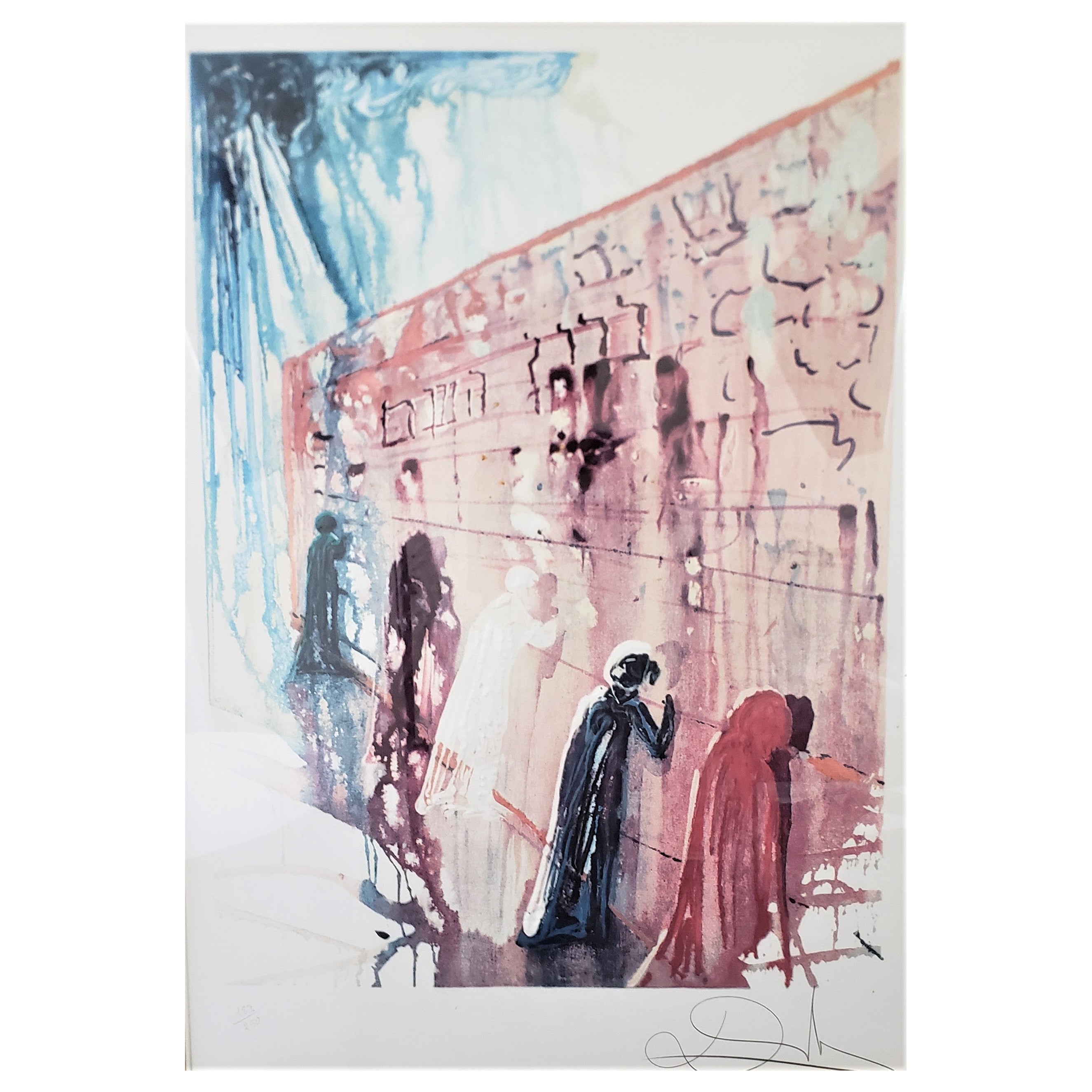 Salvadore Dali Signed 'Wailing Wall' Lithograph #183/250 in a Gallery Frame