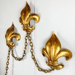 Salvadori Apliques Flor de Lis Oro, Años 70 Italianos