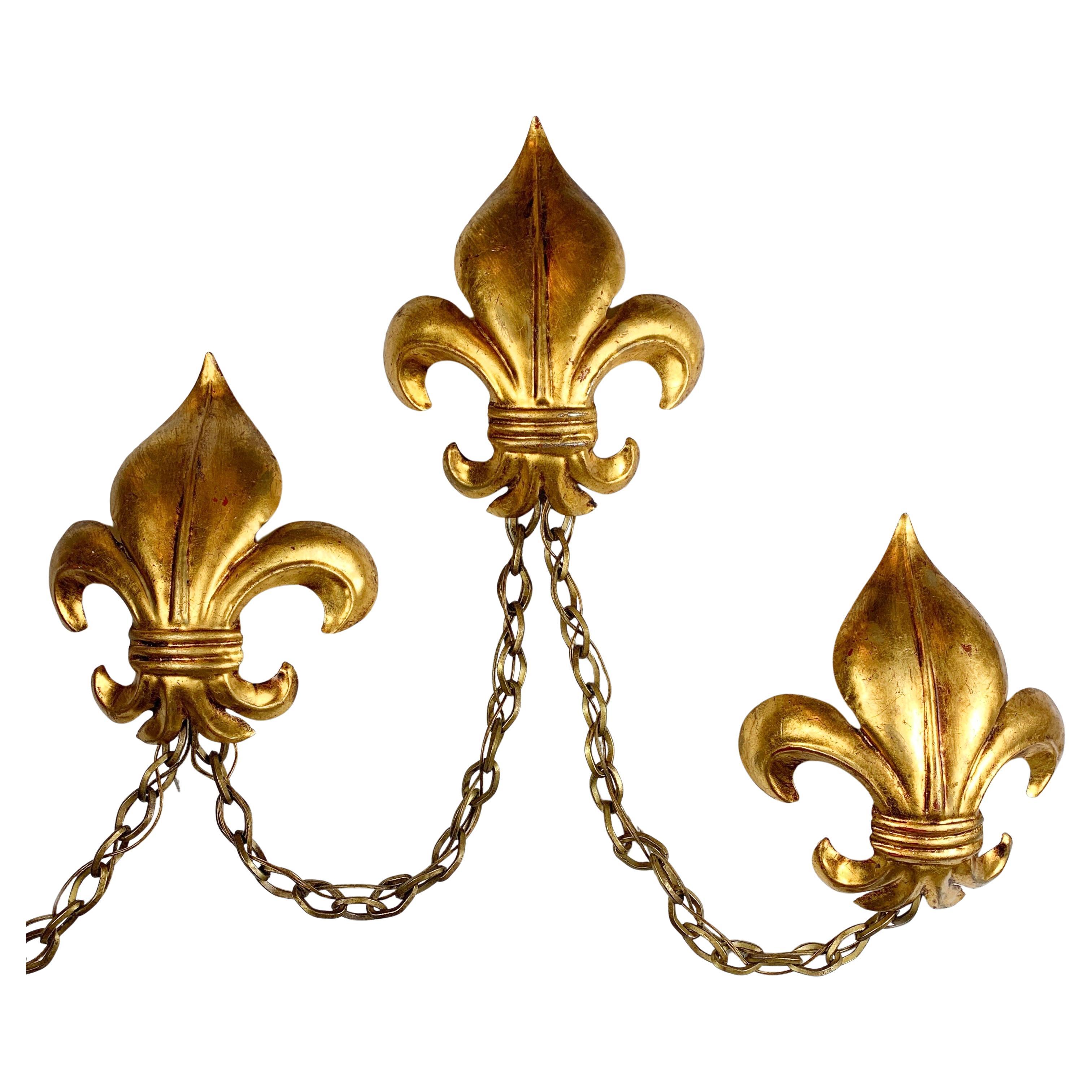 Salvadori Fleur de Lis Gold Wall Lights, Italian 1970
s For Sale