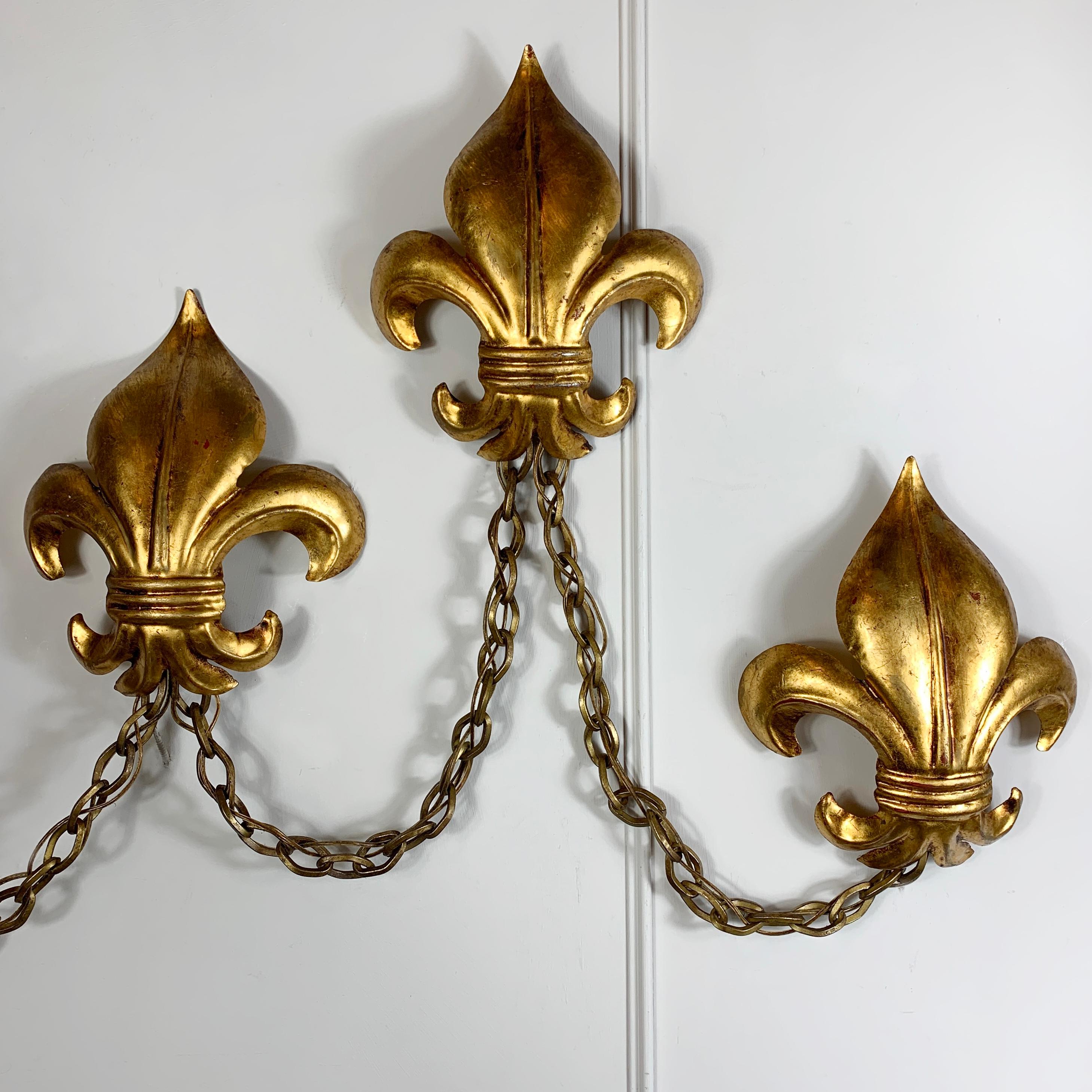 Salvadori Lights Fleur De Lis Or Italien, 1970's en vente 2