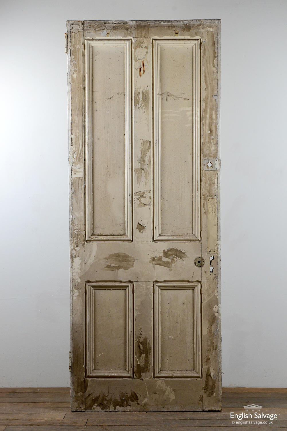 European Salvaged 4 Panel Interior Pine Door, 20th Century For Sale